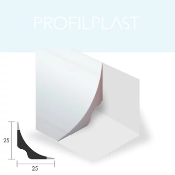PROFILPLAST Utólagos fürdőkád szegélyléc ragasztható 25x25mm PVC fehér 2,5m
